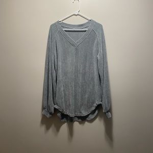 Corduroy long sleeve v neck sweater